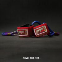 J-Bands™ Elite arm care and baseball conditioning bands with royal blue bands and red straps